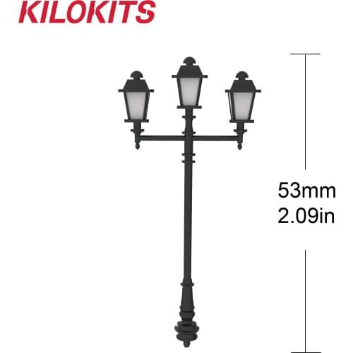 1/72 10PCS Plastic Triple-Head Street Lamp Unpainted Diorama Accessories for Garden House Diorama and Railroad Layout