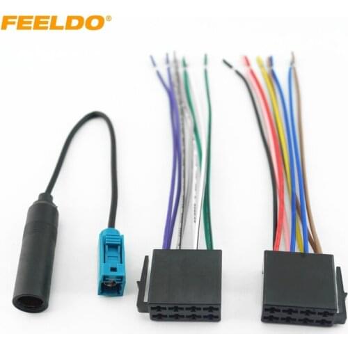 FEELDO Car Stereo Audio Wiring Harness With FAKRA II Antenna Plug For Volkswagen/Audi/Mercedes OEM Factory Head Unit #3077