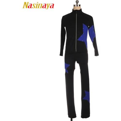 Customized Figure Skating Suits Jacket And Pants Long Trousers for Girl Women Training Ice Skating Warm Gymnastics Pentagrams
