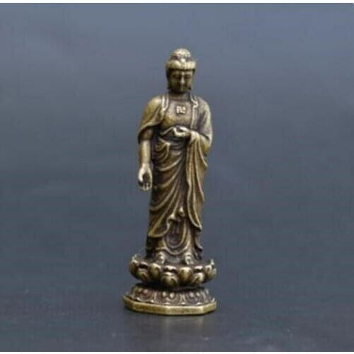 Chinas Archaize Pure Brass Buddha Small Statue Pendant