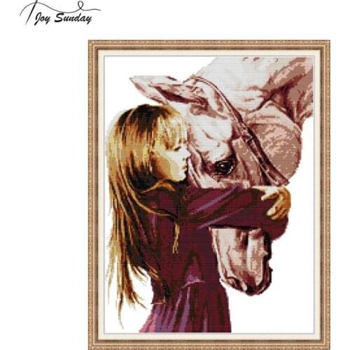 Joy Sunday Chinese Cross Stitch Kits Printed Fabric 14 11ct Aida Canvas Crossstitch Embroidery Kit DMC DIY Needlework Home Decor