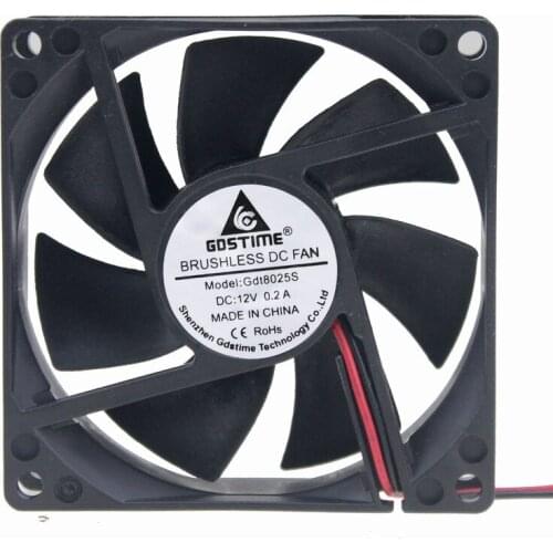 Gdstime 100 Pcs DC 12V Heatsink Cooler 80*80*25mm 8cm CPU PC Cooling Fan 80mm x 25mm Exhaust Radiator 12 Volts 2Pin Connector