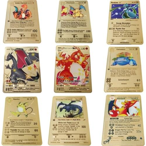 Hot Push Anime Card Pokemon 27 Styles Battle Card Pikachu Charizard Blastoise Collection Metal Card Game Toys Gift