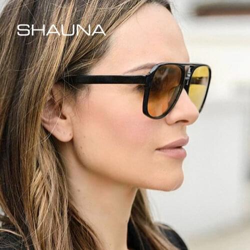 SHAUNA Trending Double Bridges Women Pilot Polarized Sunglasses Fashion Men Gradient Shades UV400