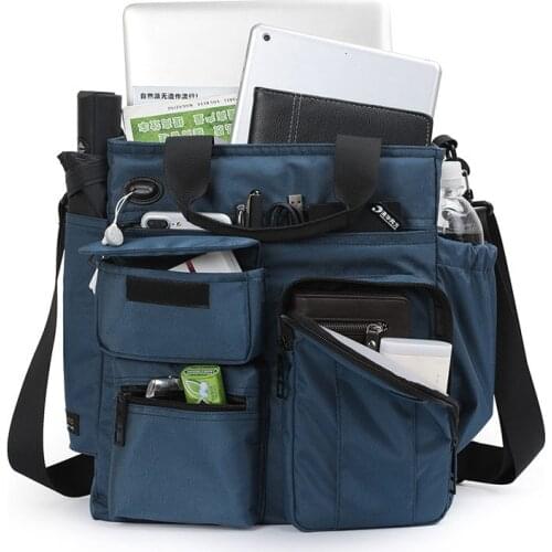 Nylon Travel Handbag Large Capacity Storage Work Bags Men Shoulder Messenger Bag Headphone Hole Waterproof Crossbody Bag