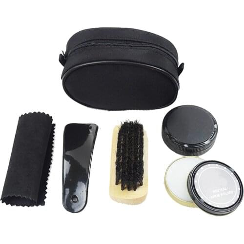 Nylon Case Shoe Shine Care Set Neutral Polish Brush Kit for Boots Shoes Sneakers