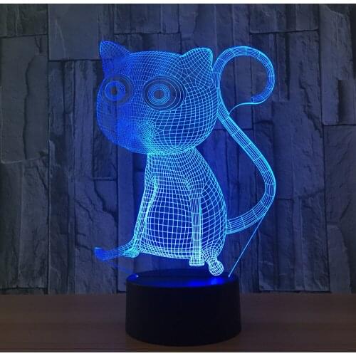 3D Novelty Usb Cat Table Lamp 7 Color Change LED Night Light For Home Decoration Creative Gift