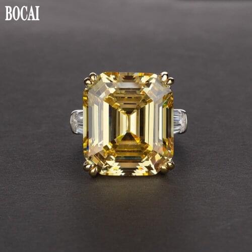 2019 New fashion brand Big rectangle AAAAA+ Zircon Wedding ring for woman Top quality S925 Silver color CZ jewelry Womens rings