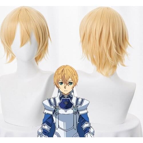 Sword Art Online Alicization SAO Eugeo Cosplay Wig Hair Eugeo Synthesis Thirty-two Anime Short Fluffy Costume Wigs + Wig Cap