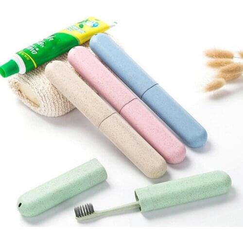 Simple Nordic Style Wheat Straw Travel Toothbrush Box Travel Portable Toothbrush Cover Storage Box Toothbrush Storage Box