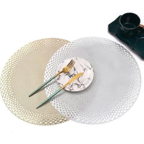 Simplicity Style PVC Placemat Round Coffee Mat Heat Insulation Western Food Coaster Mat for Household Table Decor Kitchen Supply