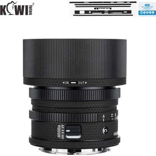 KIWI Anti-Slide Lens & Lens Hood Protective Cover Skin Film For Sigma 45mm f/2.8 DG DN Contemporary Lens 3M Sticker Matrix Black