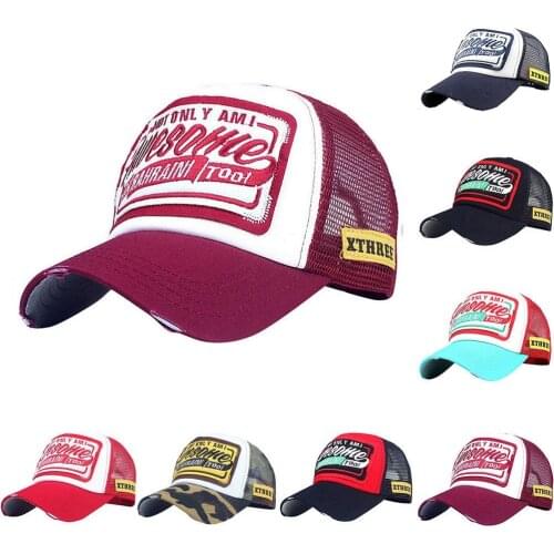 Unisex Mesh Cap Casual Embroidered Denim Mesh Baseball Cap Adjustable Summer Cool Hats For Women Men Hip Hop Hat