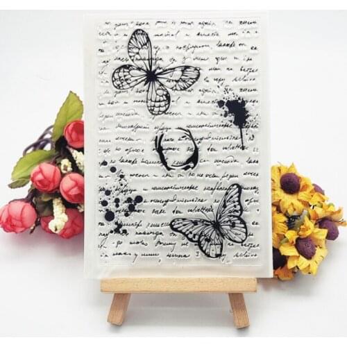 1pc Butterfly Text Silicone Clear Seal Stamp DIY Scrapbooking Embossing Photo Album Decoration Rubber Stamp Art Handmade Puzzle