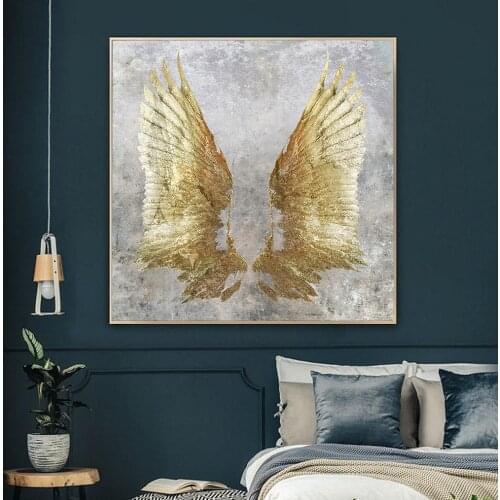 Nordic Decor Fashion Canvas Painting Poster and Print Unique Modern My Golden Wings Angel Wall Art for Living Room Bedroom Aisle