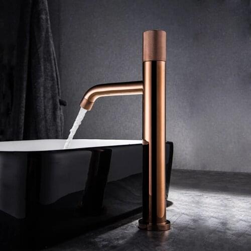 Bathroom Faucet Rose Gold Brass Bathroom Basin Faucet Cold And Hot Water Mixer Sink Tap Deck Mounted Black Tap