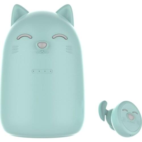 TWS Bluetooth 5.0 Wireless Earphone Girls Cute Kitty Earbuds Noise Reduction Hifi 3D Stereo Headset With LED Light Girl Box Gift