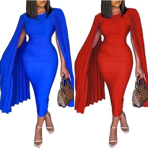 Evening Party Dress African Dresses for Women Business Office Design Lady Clothes Bodycon Cloak Dress Africa Clothing Plus Size