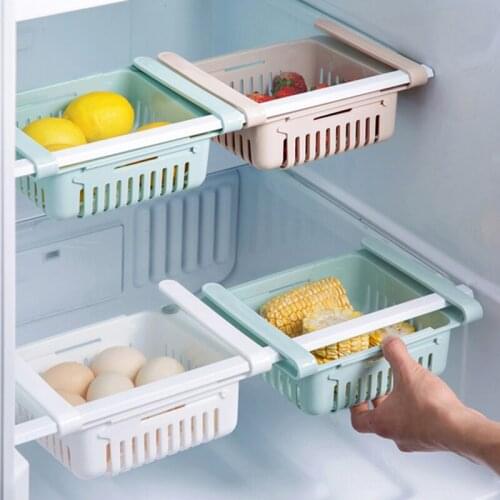 Retractable adjustable fridge drawer storage box Pull-out Drawers refrigerator organizer shelf storage box