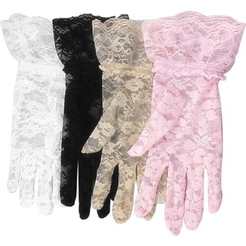 High Quality Sun Protection Accessories Lace Hollow-Out Gloves Delicate Lace Jacquard Pattern Lace Gloves