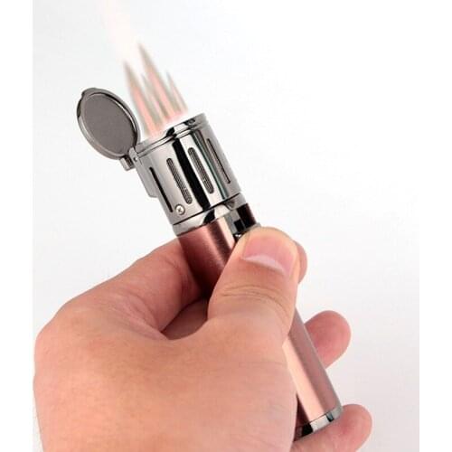 Refillable Four Straight High Firepower Cigar Lighters High-end Boutique Gifts Spray Gun Welding Torch Lighter Gadgets for Men