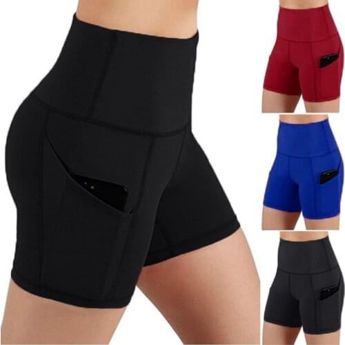 Womens cycling shorts Sports Yoga High Waist Shorts with Pockets Seamless Tummy Control Workout Short Pants Athletic Leggings