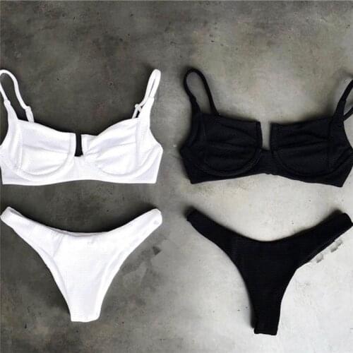 Women Bandage Bikini Solid Push-up Swimsuit Bathing Two Pieces Swimwear Swimming Suit For Women Maillot De Bain Femme