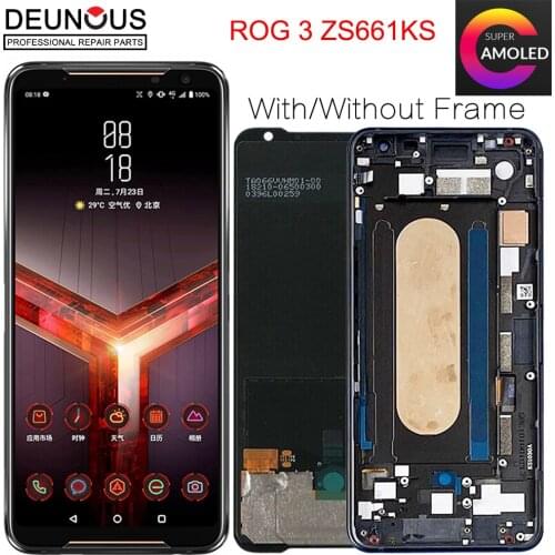 6.59"Original Amoled For Asus ROG 3 ZS661KS LCD Display Screen+Touch Panel Digitizer For ROG Phone 3 Strix ASUS_I003DD