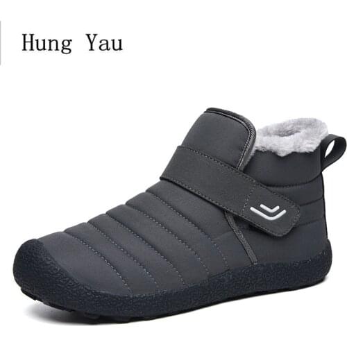 Winter Snow Boots Ankle Warm Man Hook & Loop Outdoor Shoes Waterproof Non-slip Sneakers Male Casual Flats Fashion Short Plush