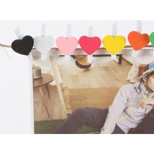 100Pcs/Pack Heart Mini Wooden Clips Color Home Decor DIY Craft Arts Cute Pegs Lovely Small Spring Clamps Memo Paper Photo Clips