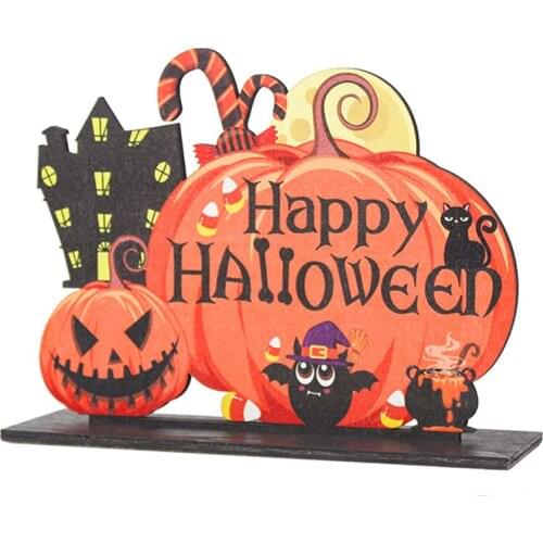 2021 Halloween Wooden Ornaments Pumpkin Ghost Trick or Treat Halloween Party Decoration for Home Signs Kids Toy