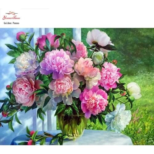 3D DIY Diamond Embroidery Flowers Picture of Rhinestone Diamond Painting Cross Stitch Peony Hand Gift Wall Decor