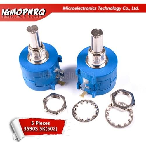 5pcs 3590S-2-502L 3590S 5K ohm Precision Multiturn Potentiometer 10 Ring Adjustable Resistor