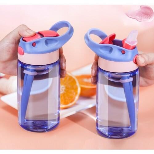 500Ml Cute Baby Water Bottles Outdoor Kids Sport Bottle with Straw Children Learn Feeding Straw Juice Drinking Bottle Bpa Free