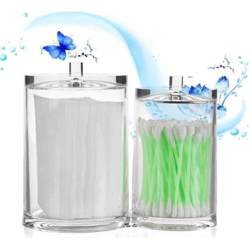 Acrylic Cotton Swab Pads Multifunctional Round Container Organizer For Cosmetic Makeup Stoarge Needs Desktop Tool#W
