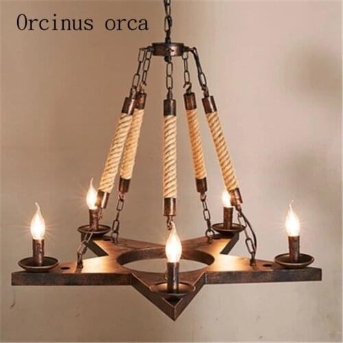 One American industrial wind rope chandelier chandelier bar restaurant retro clothing store creative decorative lamp