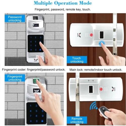 WAFU 011C Home fingerprint password smart lock Wireless remote control electronic lock No keyhole Anti-theft lock