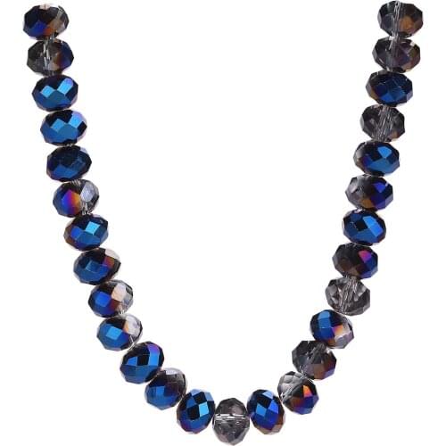 Rondelle Loose Lots 3-8mm Bracelet Findings Craft Crystal Glass Clear Half Blue Bulk DIY Lots Wholesale Faceted Charms Beads