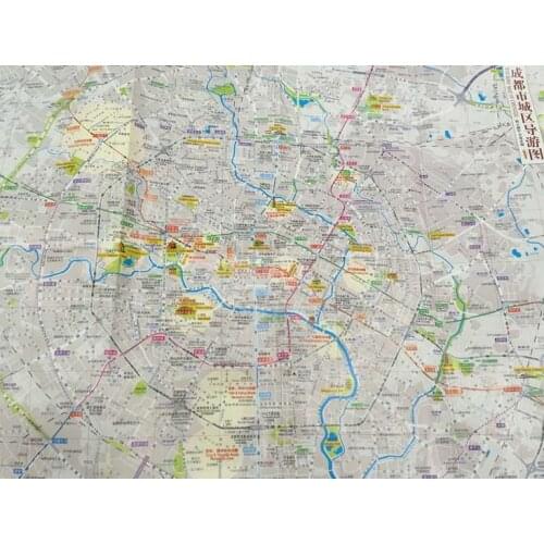 Chengdu Sightseeing Tour Map Chengdu Chinese and English Version Travel Map Chengdu City Map