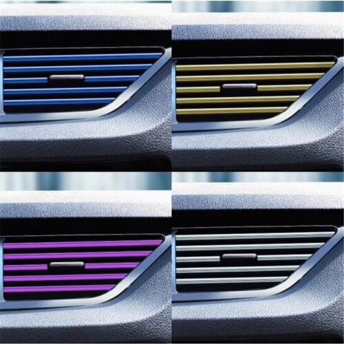 Car Interior Decoration Strips Moulding Trim Car Air Conditioner Outlet Vent Grille Chrome Interior Strip Auto Sticker