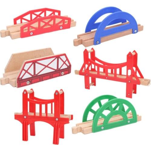 Wooden Train Track Railway Accessories Bus Station Rainbow Bridge Track Junction Switching Pieces Block gift