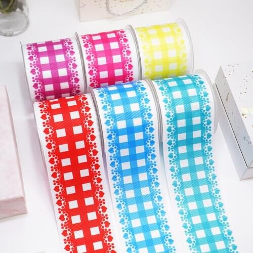 DIY Cartoon Stripes And Grids Printed Grosgrain Ribbon For Craft Supplies Sewing Accessories 5 Yards. 50467
