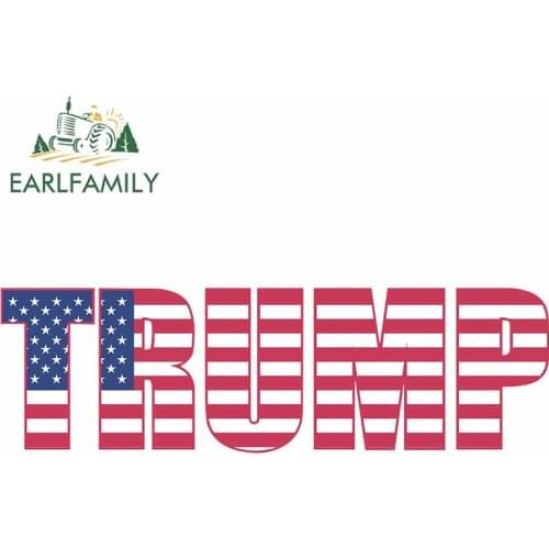 EARLFAMILY 13cm x 4.1cm For Trump Graffiti Car Sticker Bumper Decal Waterproof 3D Personality Creative Stickers Custom Printing