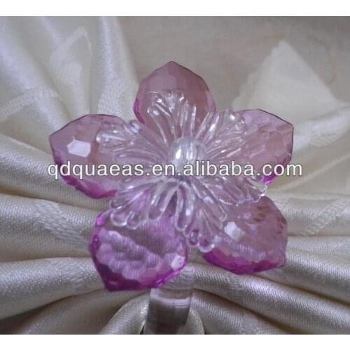 Purple crystal napkin ring made of acrylic beaded wedding napkin holder