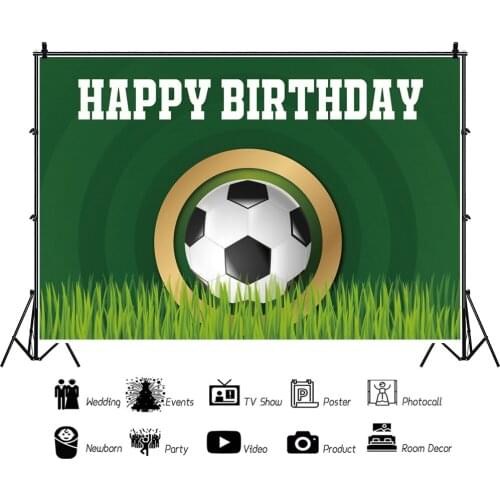 Grass and Football Sport Theme Boy Likes Backdrops Photo Background Happy Birthday Party Decorations for Kids Photography Props