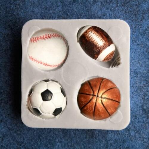Football Basketball Rugby Baseball Ball High Quality Silicone Fondant Cake Mold Chocolate Baking Mould A395