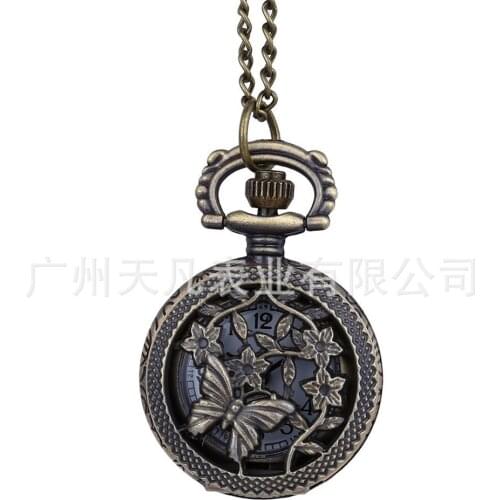 Classic and exquisite irises hollow pocket watch retro pocket watch new small quartz pocket watch