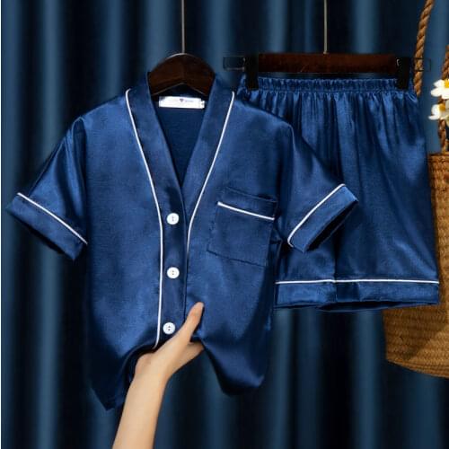 Cool Summer Teens Boys Girls Clothes Sets Casual Solid Short Sleeve Tops + Shorts 2Pcs Girls Children Family Clothing Suits 3-12