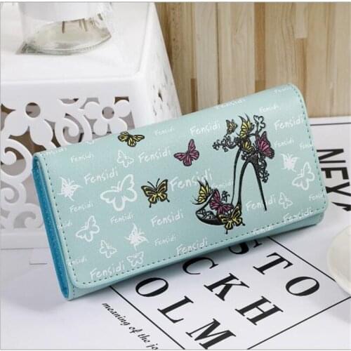 Women Luxury Butterfly Pattern Long Women Wallets Wrist Wallet Female Zipper Long Wallets Lady Wristlet Clutch Bag New