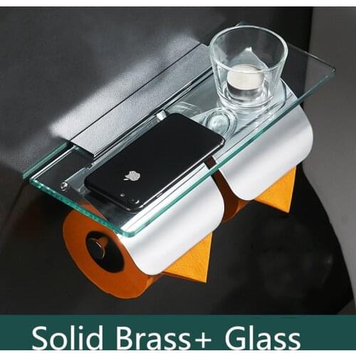 Brass Bathroom Accessories Toilet Roll Paper Holder Chrome Silver Paper Holder for Bathroom Toilet Wall Glass Towel Paper Holder